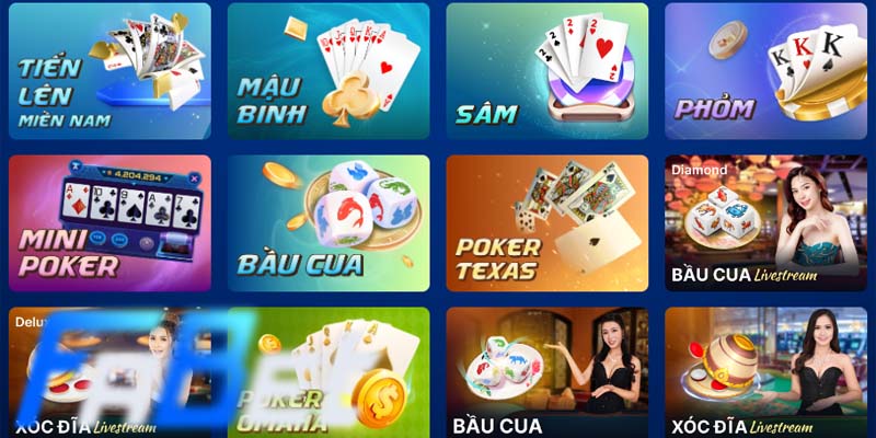 Fabet cung cấp nhiều game bài nổi tiếng dành cho cược thủ